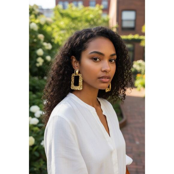 Unbranded Jewelry - Textured Gold-Tone Square Statement Earrings